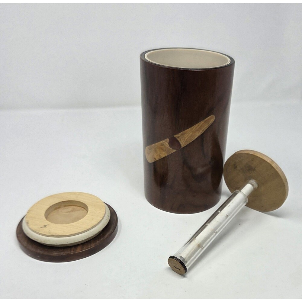 Savinelli Walnut Tobacco Humidor Jar Acrylic Humidifier Italy Tobacciana VTG